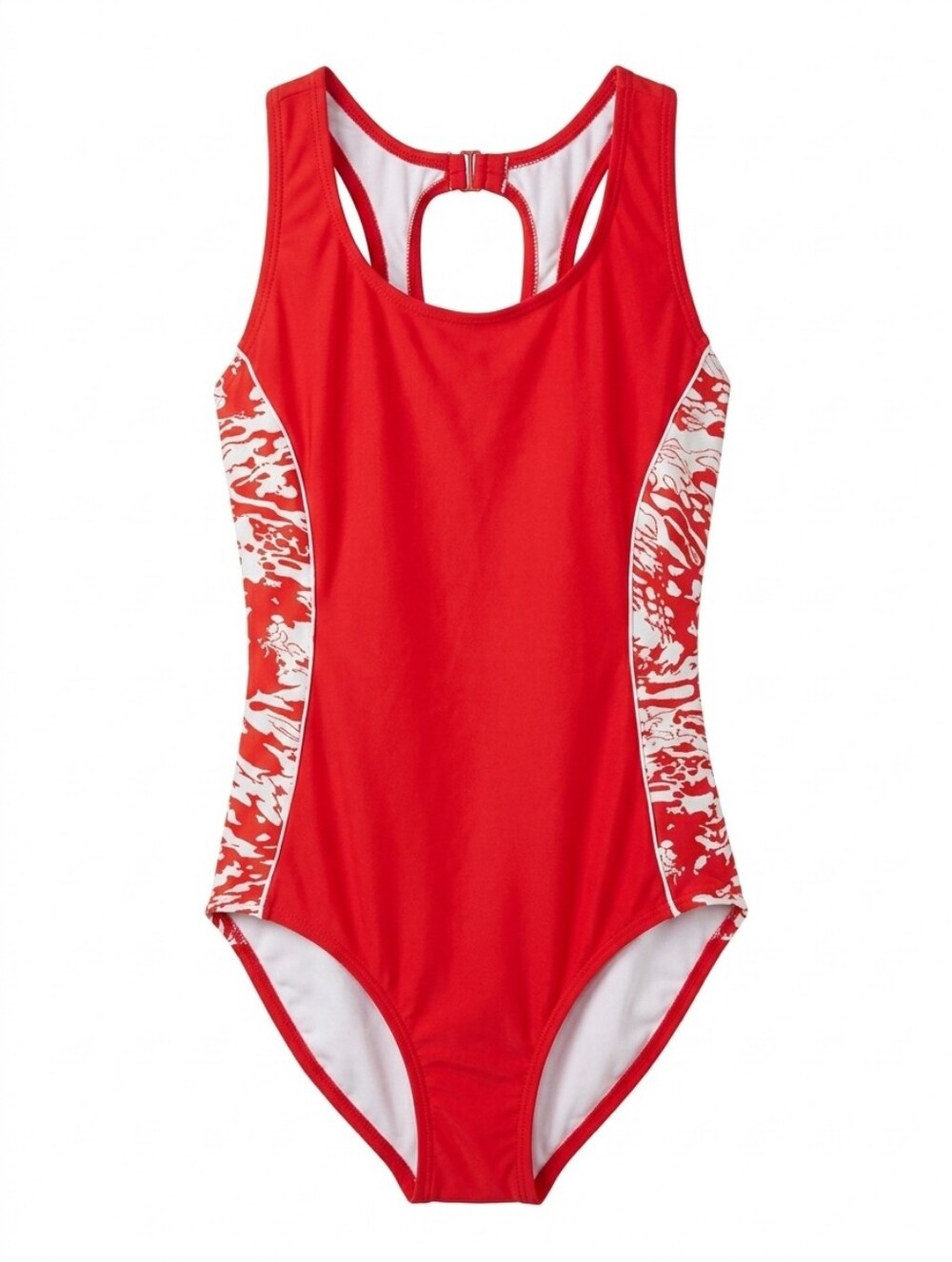 Catalina One-Piece Swimsuit Red White Patterned Sides Size Medium 8-10